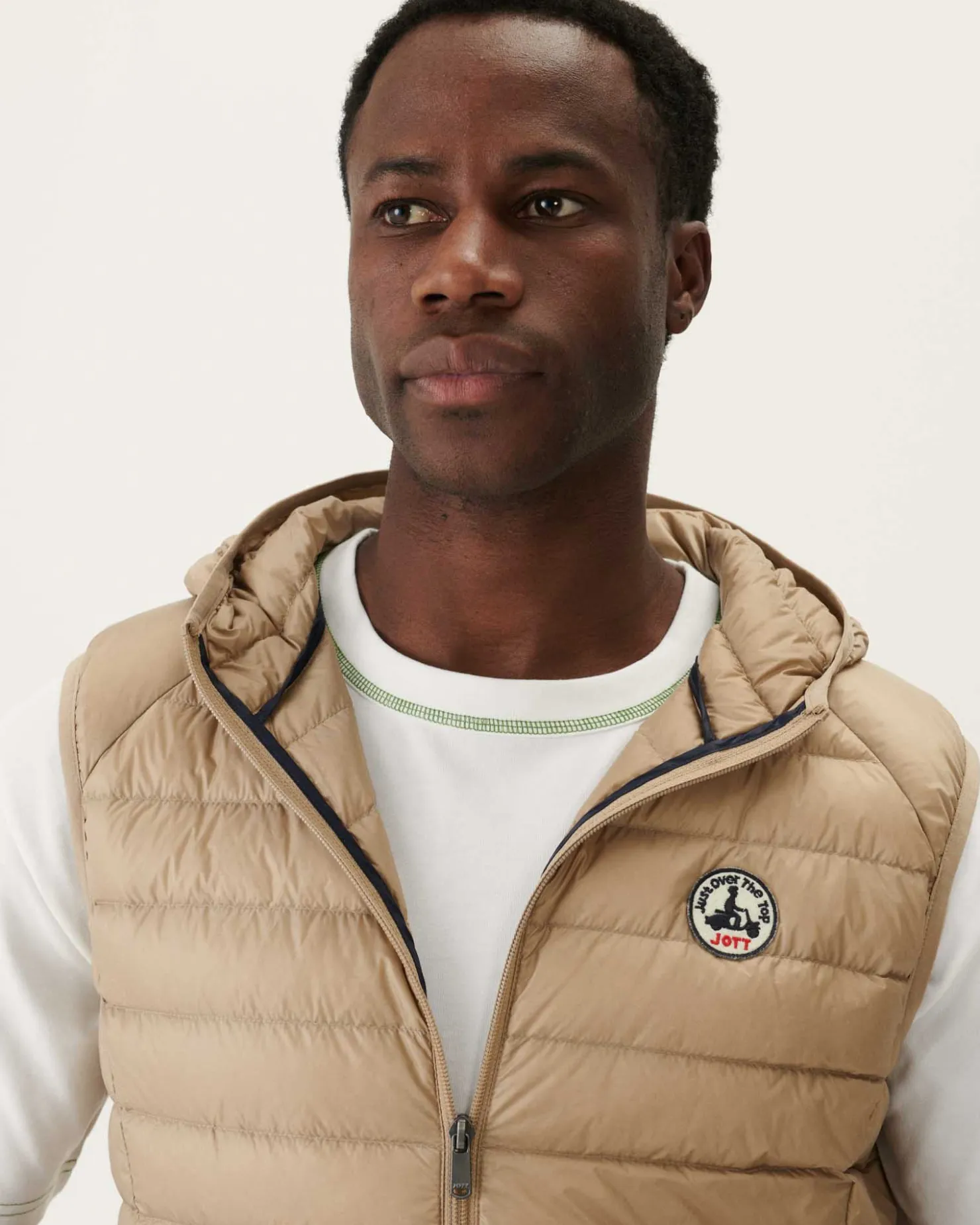 JOTT Beige Pat Hooded Sleeveless Down Jacket 804 Beige Shop
