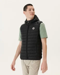 JOTT Black Pat Sleeveless Hooded Down Jacket 999 Noir Flash Sale