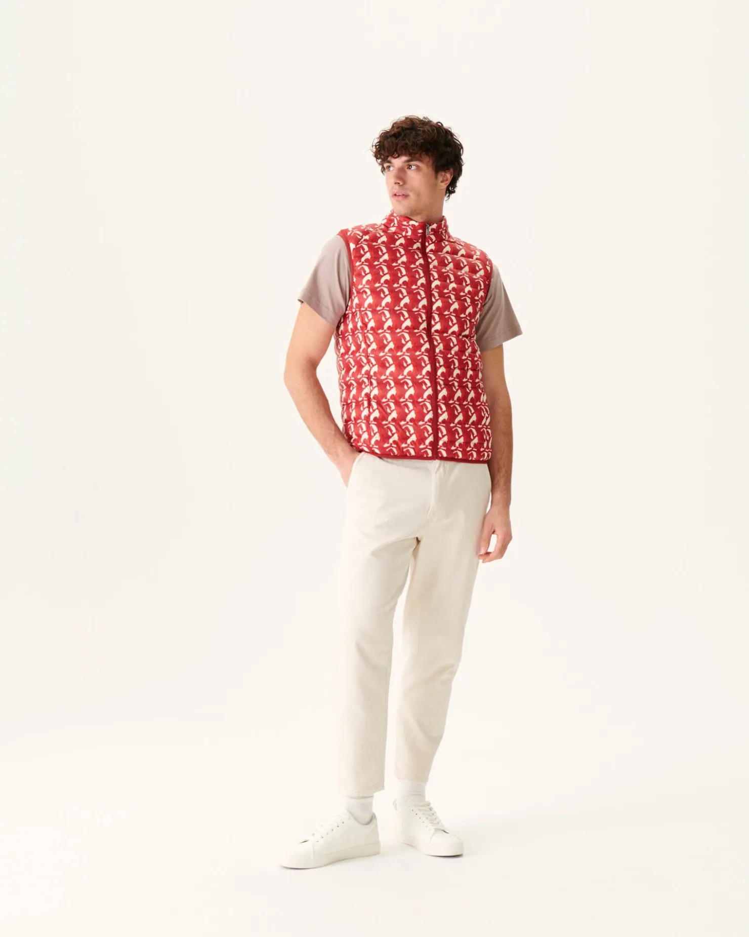 JOTT Bright Red Monogram Sleeveless Jacket Tom 3181 Monogram Fire Red Fashion
