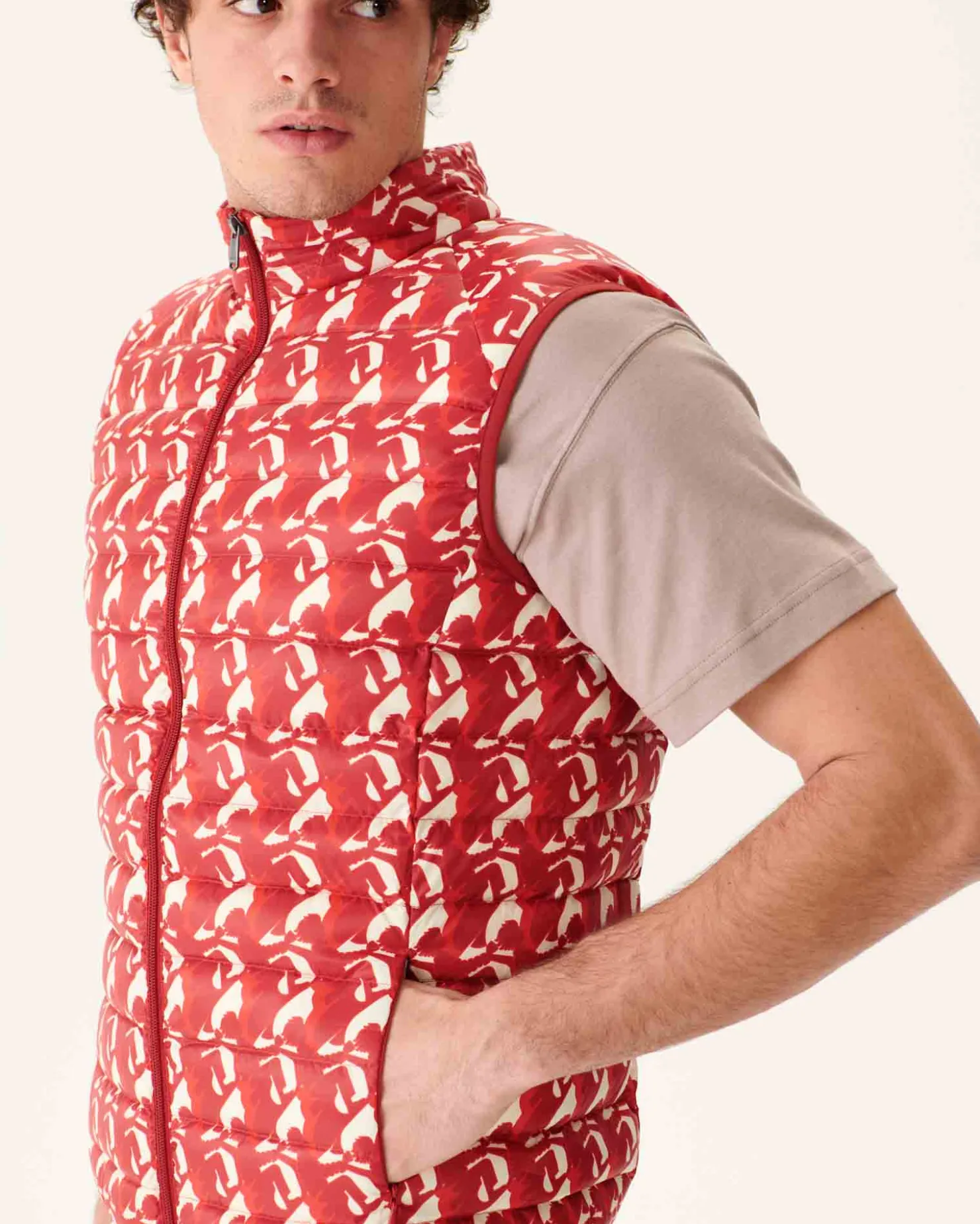 JOTT Bright Red Monogram Sleeveless Jacket Tom 3181 Monogram Fire Red Fashion