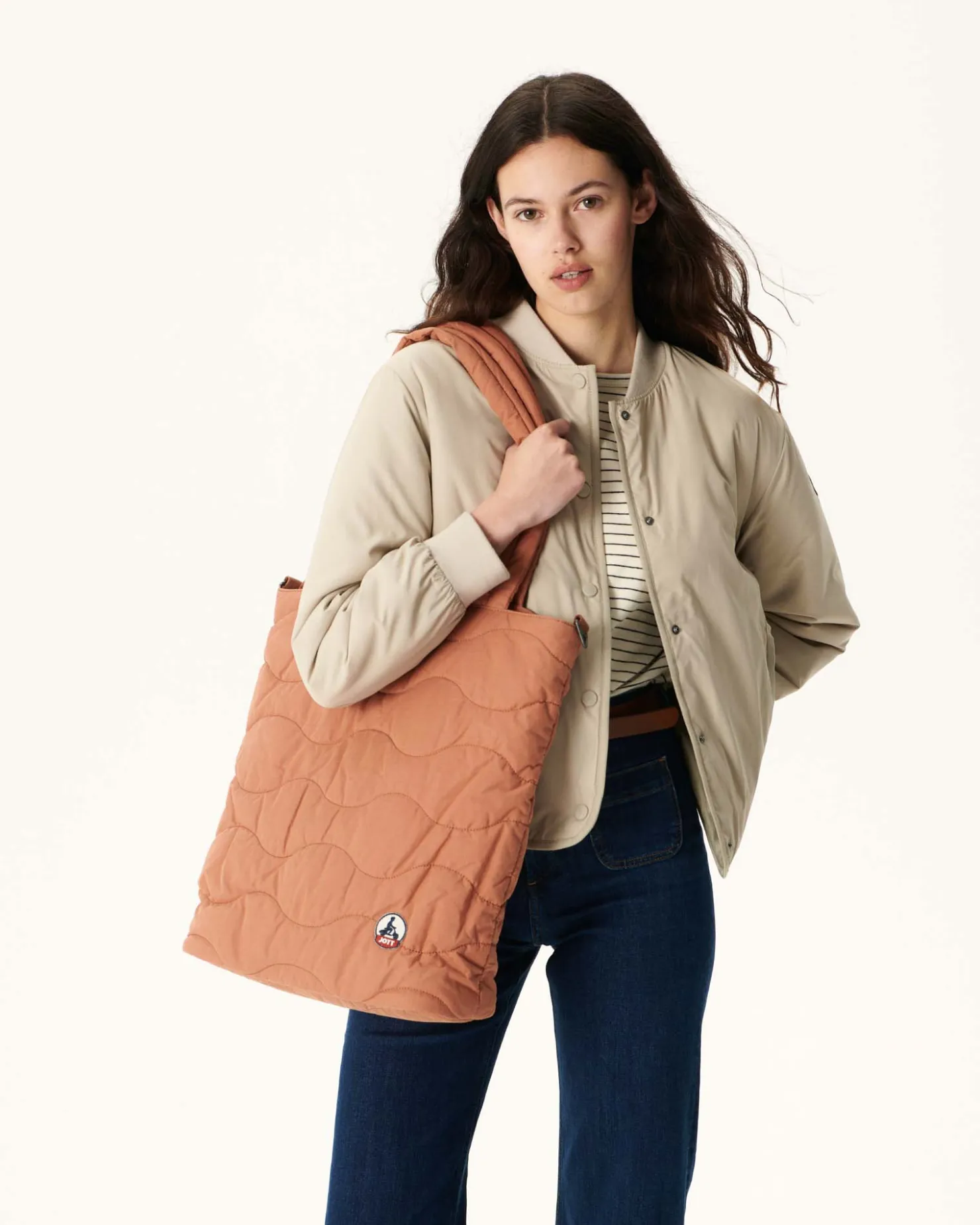 JOTT Camel Aponi Maxi Quilted Cotton Tote Bag 839 Camel Flash Sale