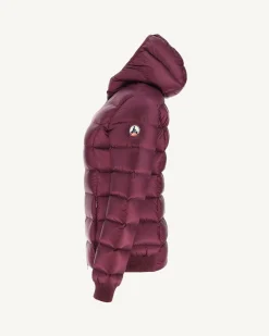 JOTT Celine Eggplant Aubergine Hooded Puffer Jacket 461 Eggplant Sale