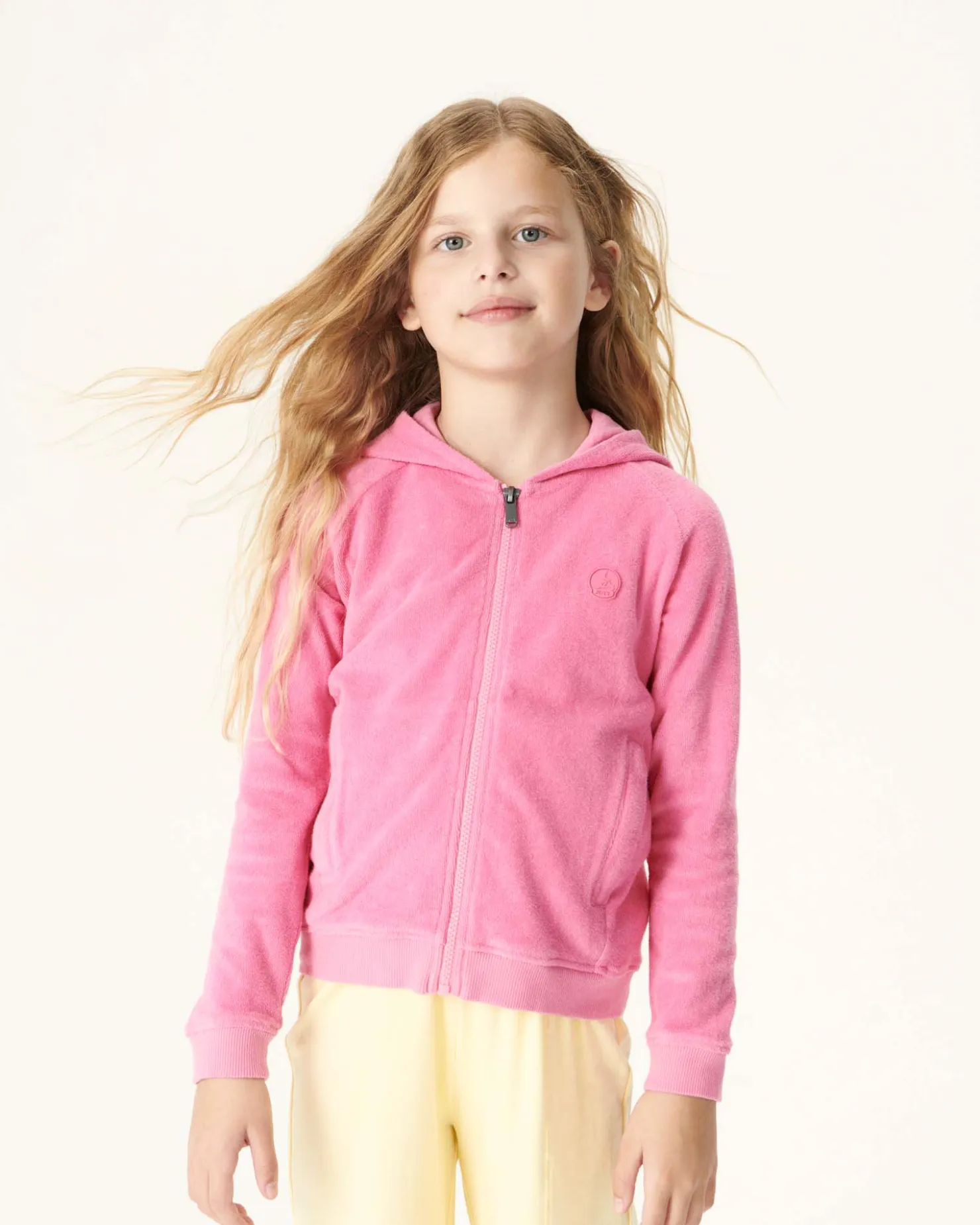 JOTT Cotton Terry Zipped Jacket Intense Pink For Children Volta 457 Wild Pink Flash Sale
