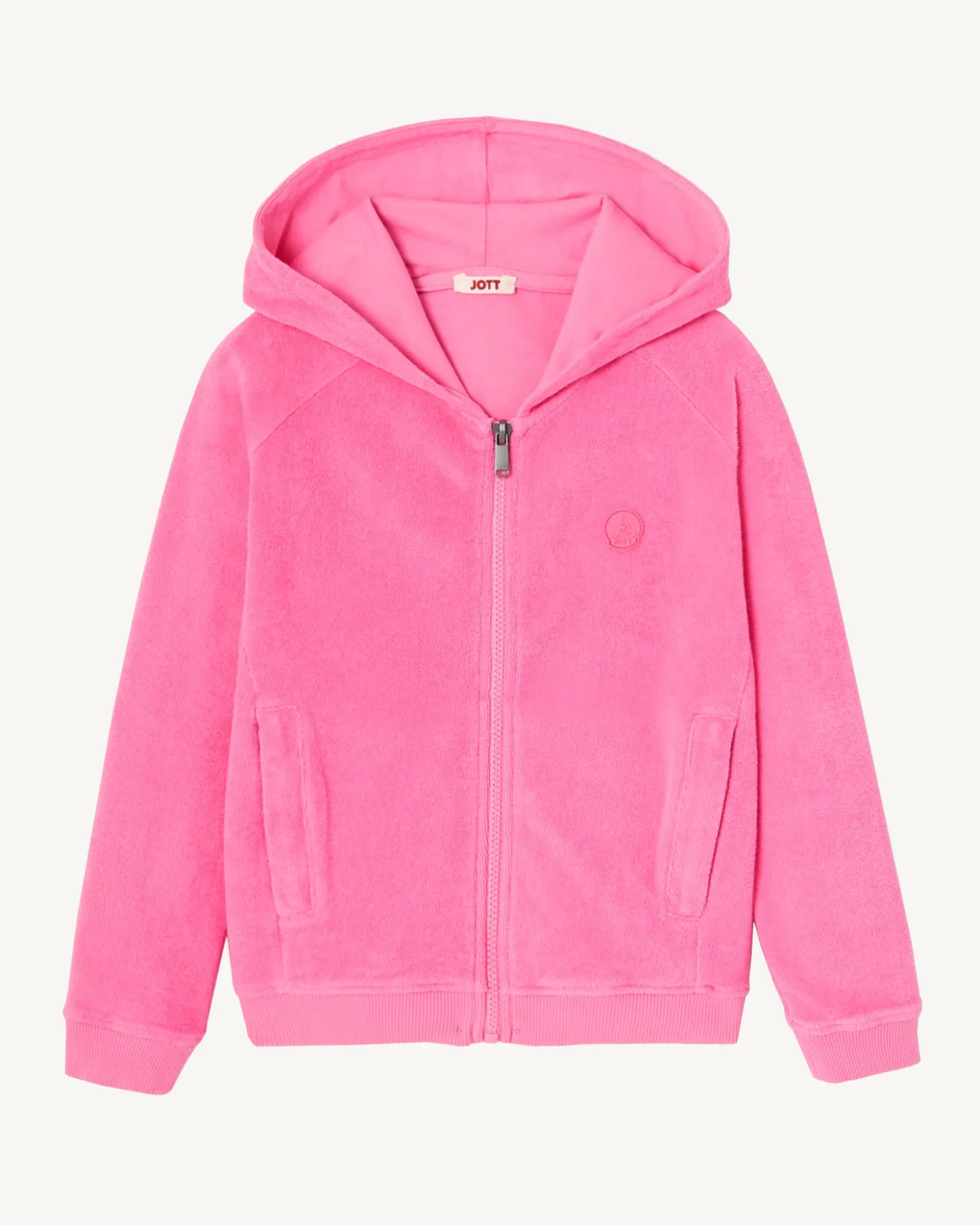 JOTT Cotton Terry Zipped Jacket Intense Pink For Children Volta 457 Wild Pink Flash Sale