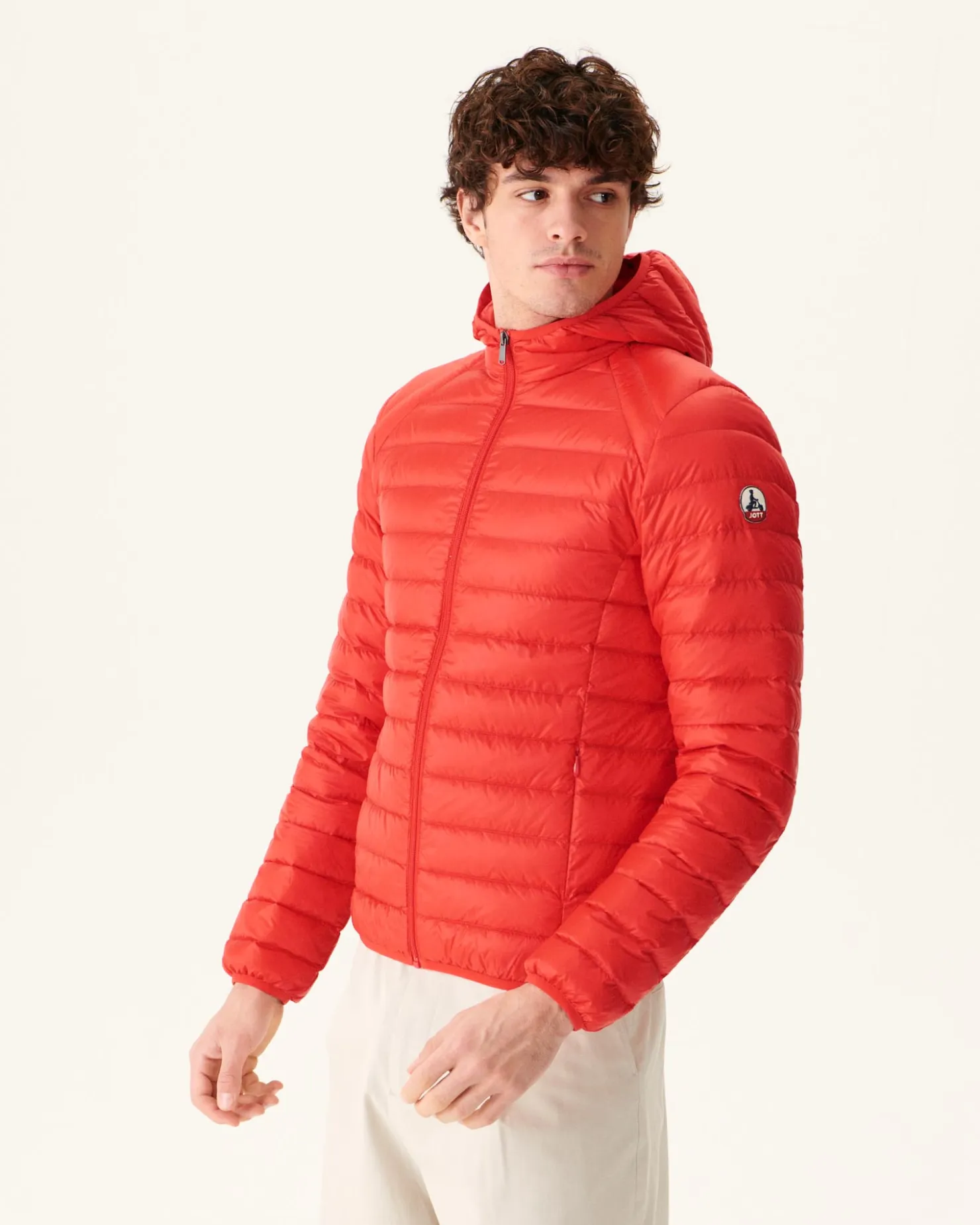 JOTT Light Hooded Down Jacket Bright Red Nico 318 Fire Red Clearance