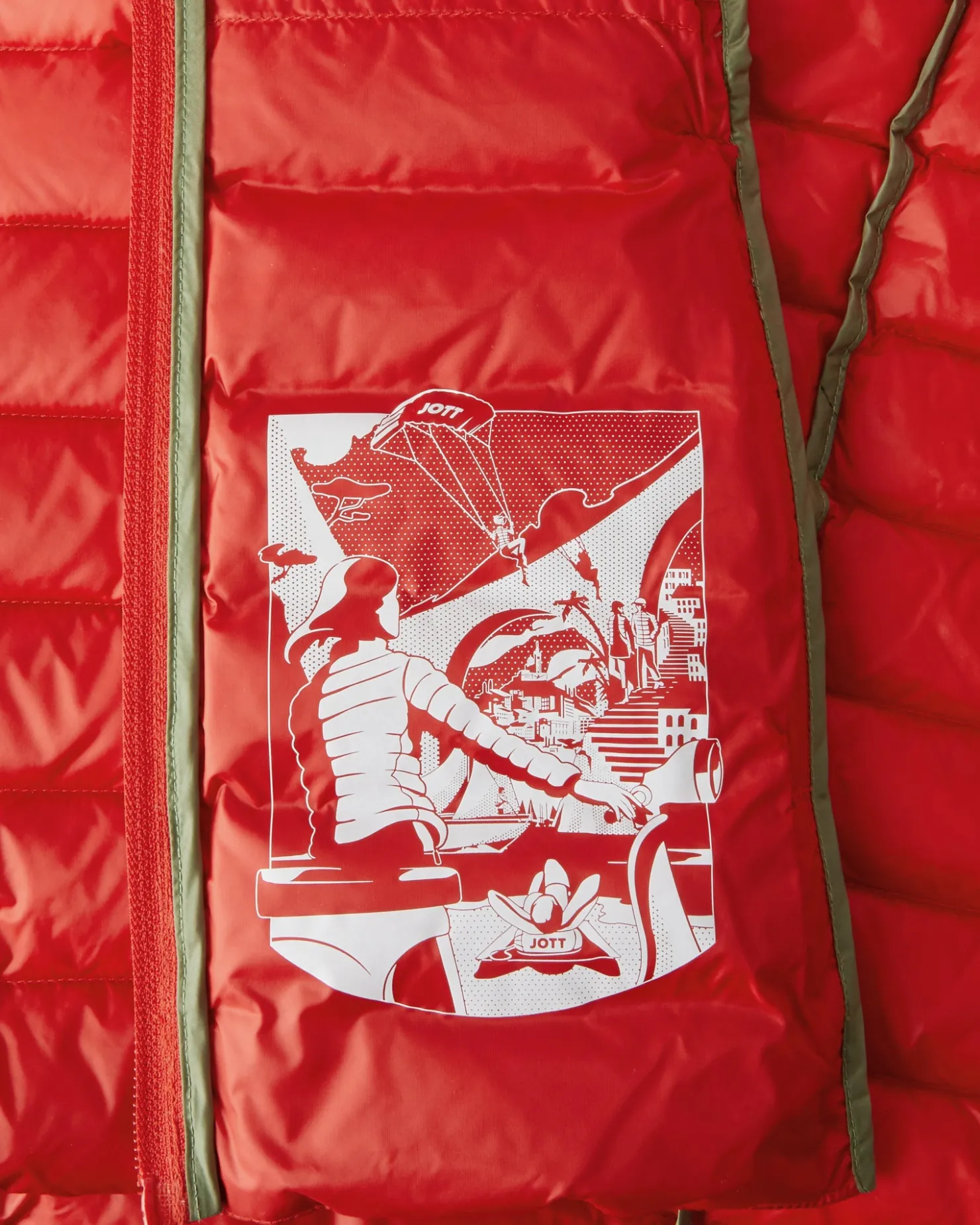 JOTT Light Hooded Down Jacket Bright Red Nico 318 Fire Red Clearance