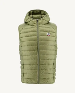 JOTT Light Khaki Pat Hooded Sleeveless Padded Jacket 247 Bush Flash Sale