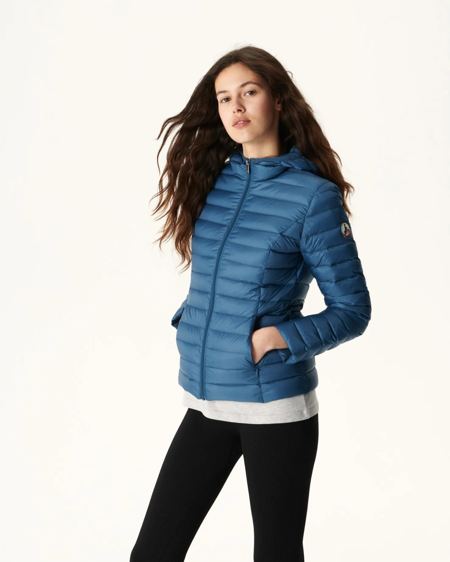 JOTT Lightweight Hooded Down Jacket Denim Blue Cloe 140 Blue Jeans Sale