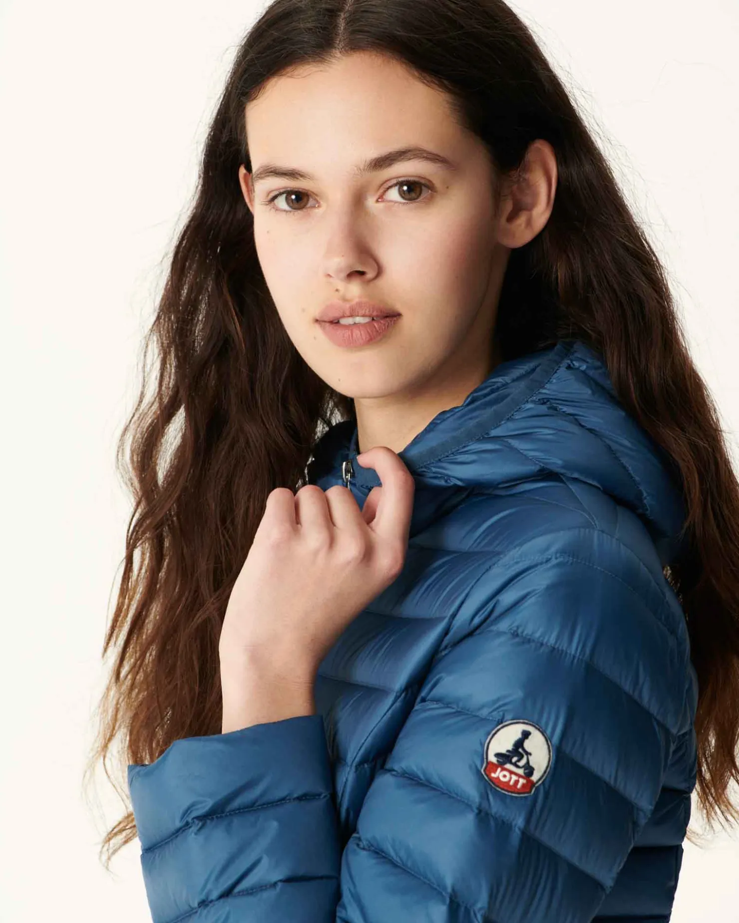 JOTT Lightweight Hooded Down Jacket Denim Blue Cloe 140 Blue Jeans Sale