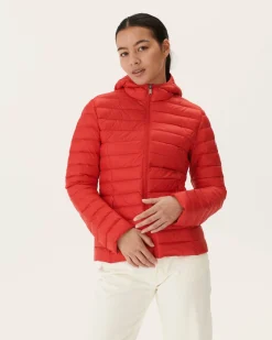 JOTT Lightweight Hooded Down Jacket Bright Red Cloe 318 Fire Red Best