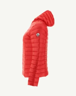 JOTT Lightweight Hooded Down Jacket Bright Red Cloe 318 Fire Red Best