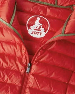 JOTT Lightweight Hooded Down Jacket Bright Red Cloe 318 Fire Red Best