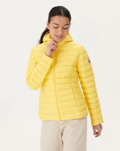 JOTT Lightweight Hooded Down Jacket Light Yellow Cloe 627 Soft Yellow Flash Sale