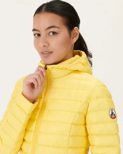 JOTT Lightweight Hooded Down Jacket Light Yellow Cloe 627 Soft Yellow Flash Sale