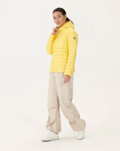 JOTT Lightweight Hooded Down Jacket Light Yellow Cloe 627 Soft Yellow Flash Sale