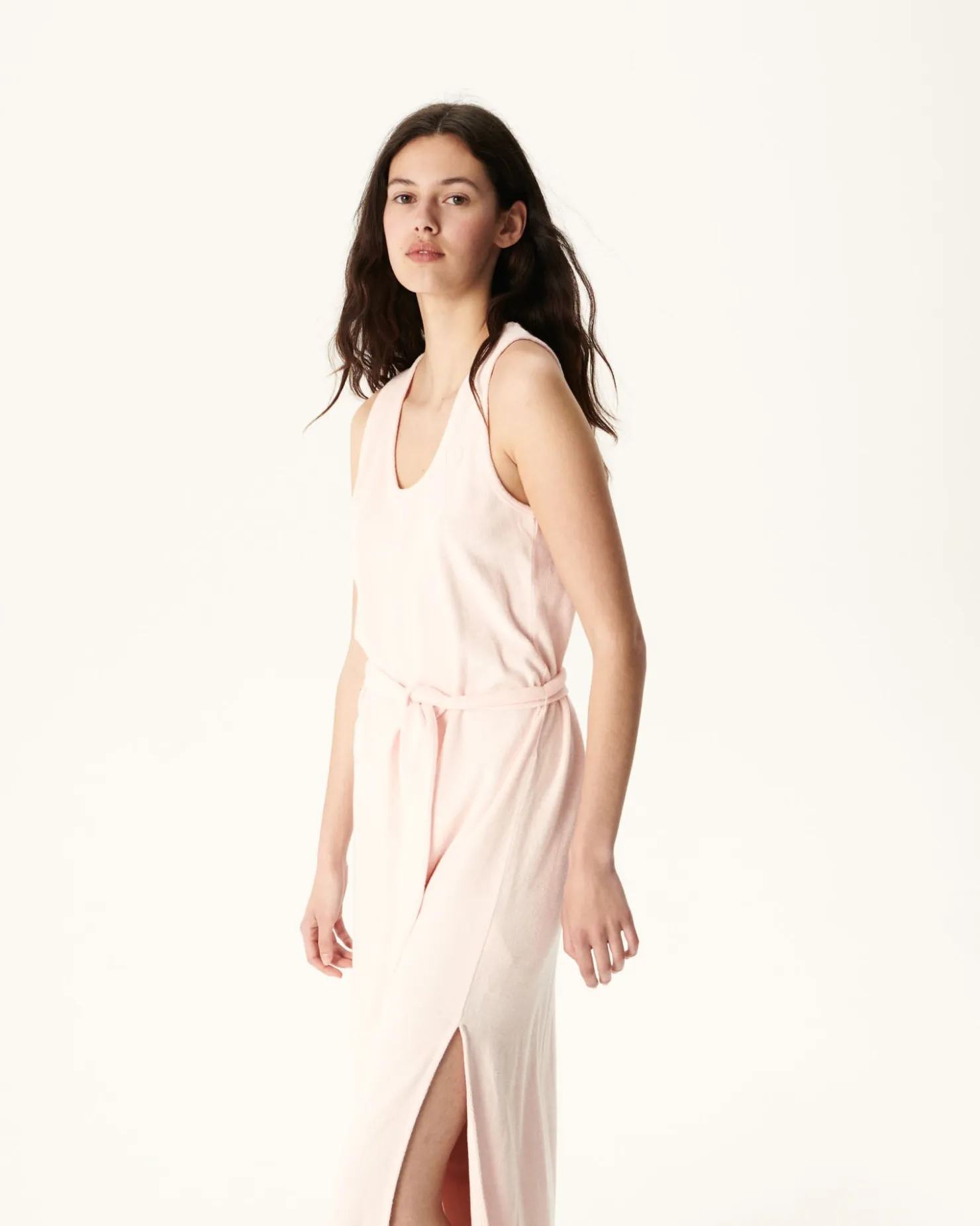 JOTT Long Belted Dress In Terry Cloth Light Pink Ibiza 463 Soft Pink New