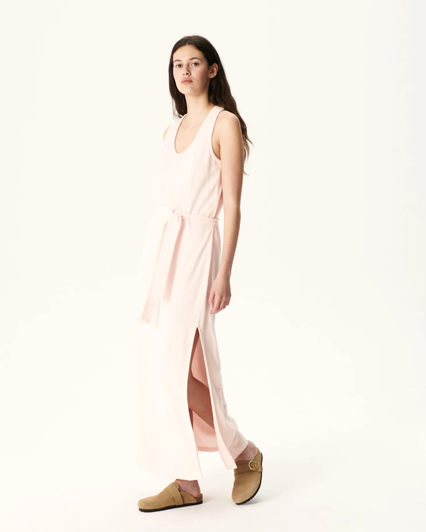JOTT Long Belted Dress In Terry Cloth Light Pink Ibiza 463 Soft Pink New