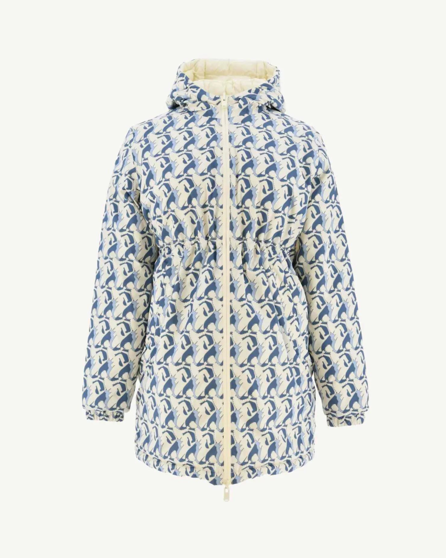 JOTT Long Reversible Down Jacket With Ecru Monogram Print/Ecru Roma 8952 Monogram Off / Off-White Online