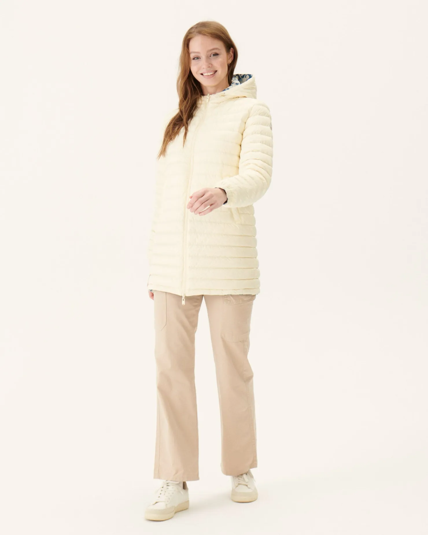 JOTT Long Reversible Down Jacket With Ecru Monogram Print/Ecru Roma 8952 Monogram Off / Off-White Online