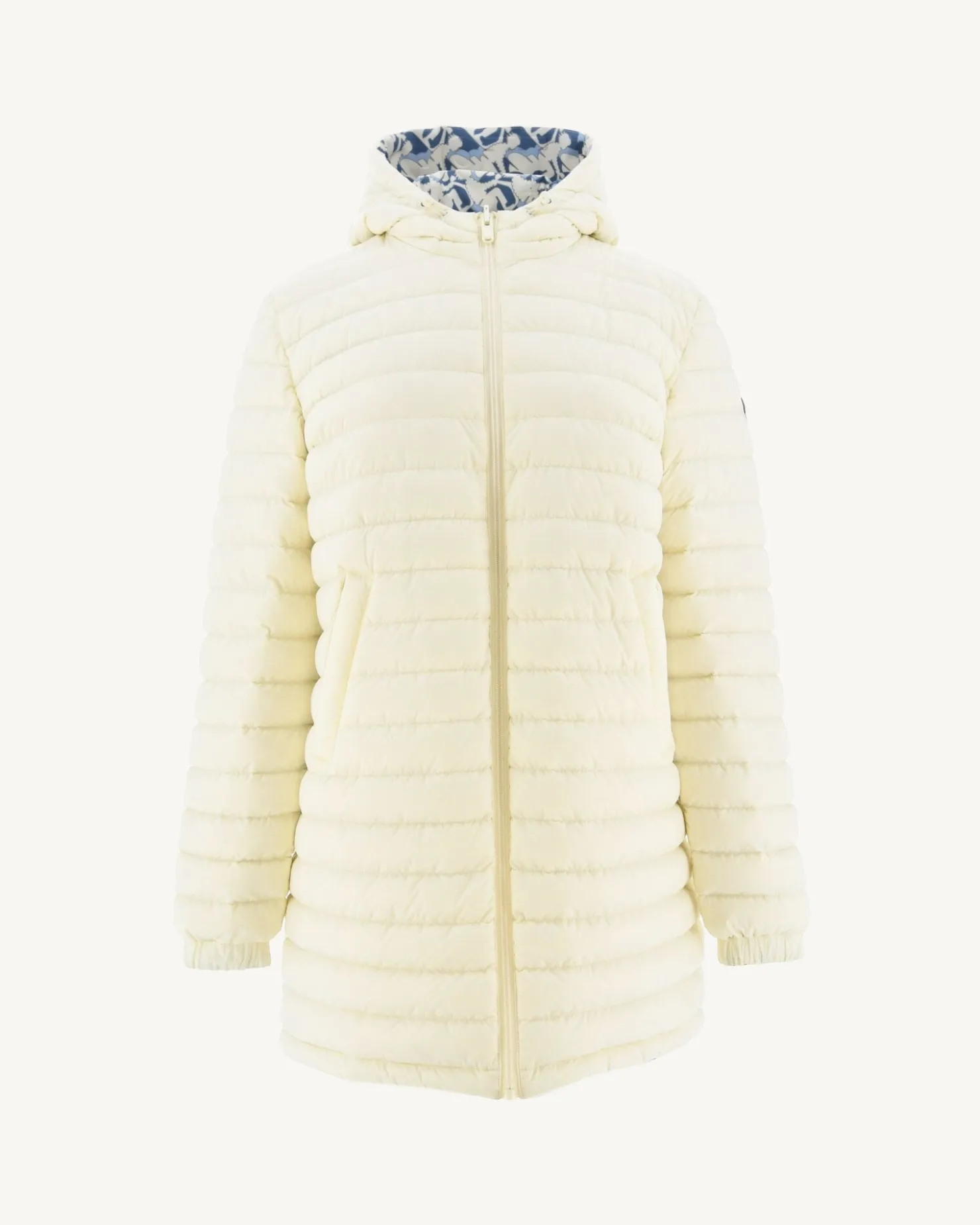 JOTT Long Reversible Down Jacket With Ecru Monogram Print/Ecru Roma 8952 Monogram Off / Off-White Online