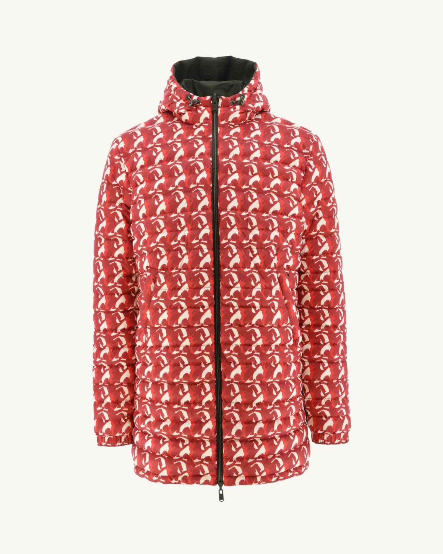 JOTT Long Reversible Hooded Down Jacket Army/Monogram Bright Red Amsterdam 2553 Army / Monogram Fire Red Store
