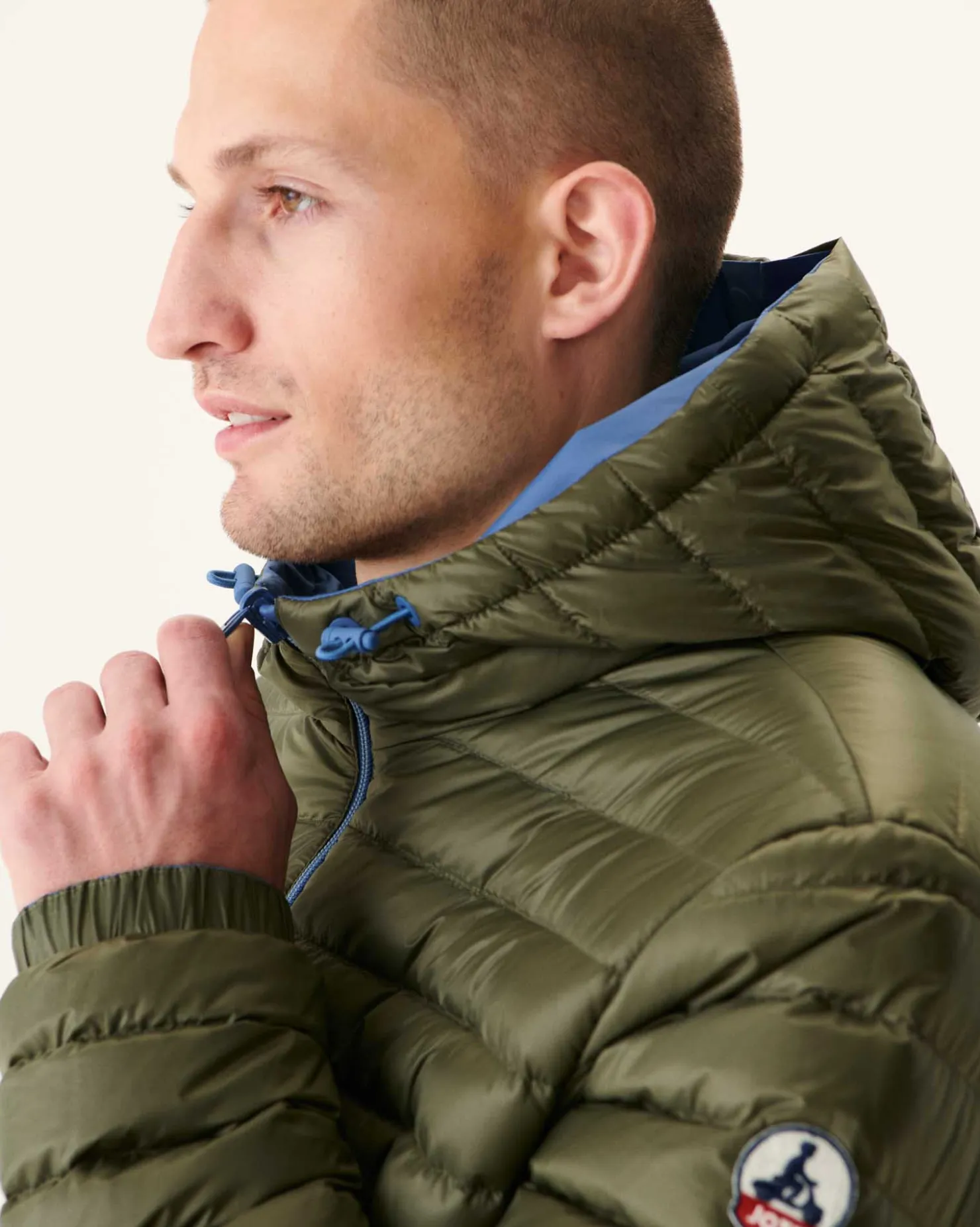 JOTT Long Reversible Hooded Puffer Jacket Denim Blue/Army Amsterdam 1400 Blue Jeans / Army New