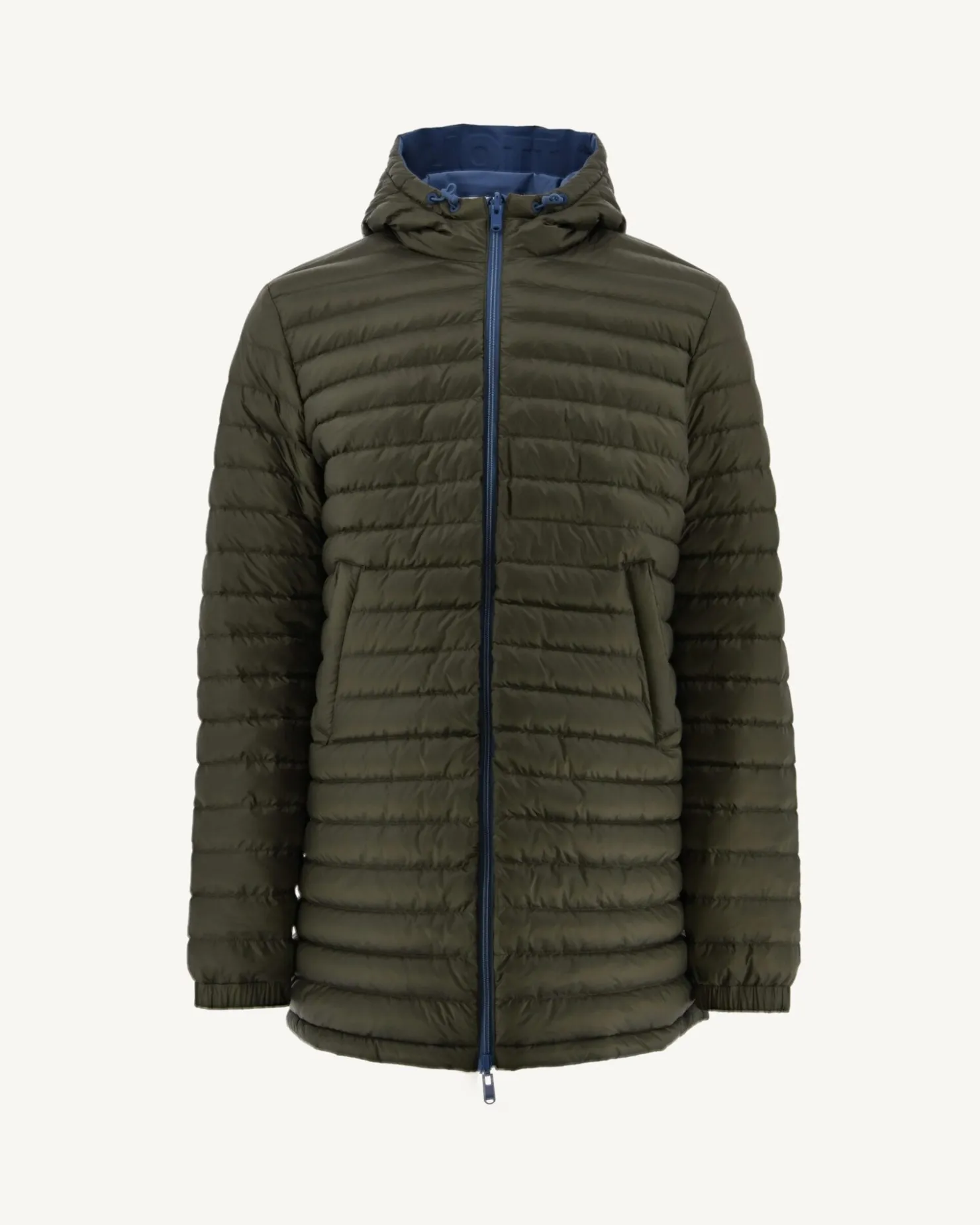 JOTT Long Reversible Hooded Puffer Jacket Denim Blue/Army Amsterdam 1400 Blue Jeans / Army New