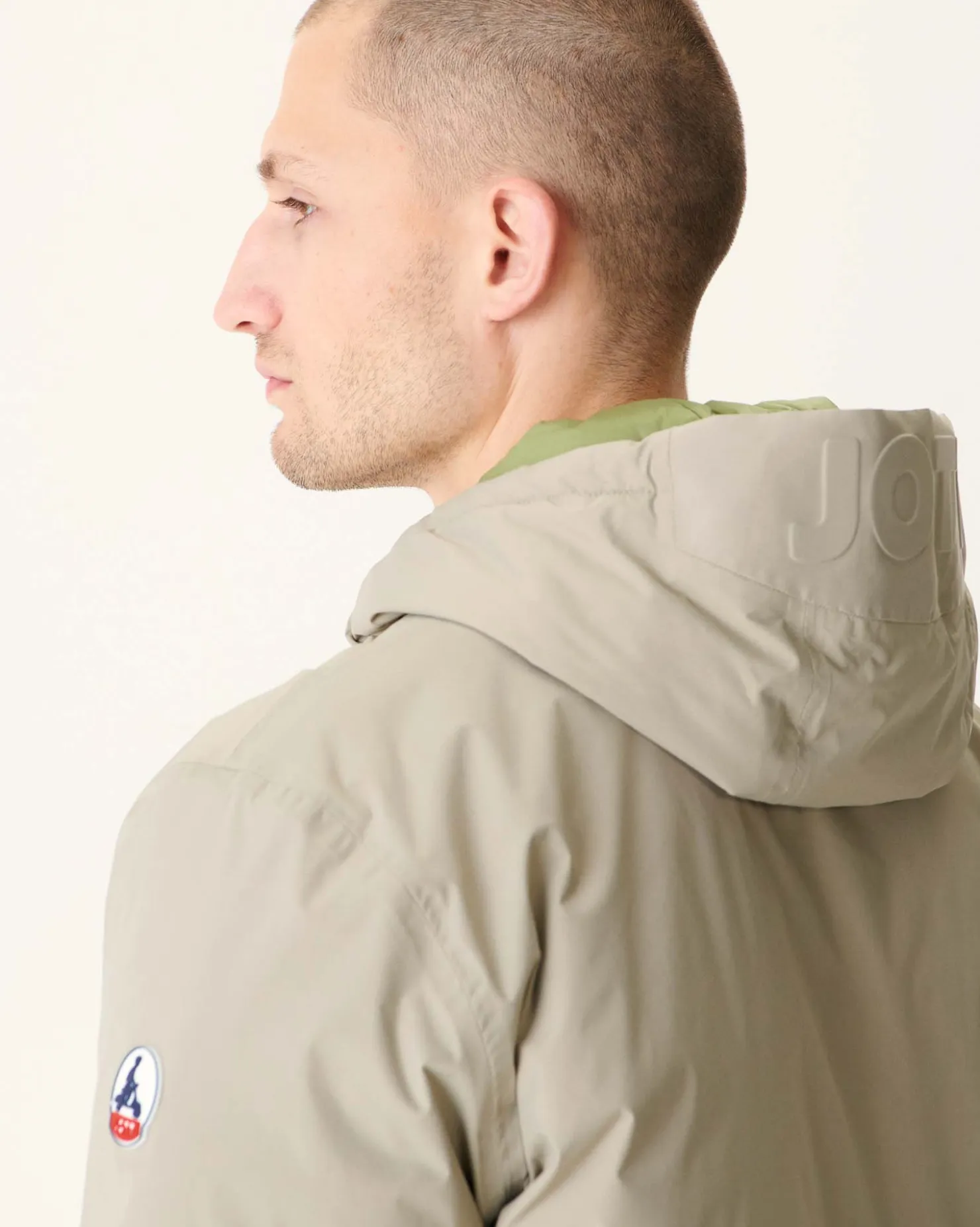 JOTT Long Reversible Hooded Puffer Jacket Beige/Light Khaki Amsterdam 8040 Beige / Bush Hot