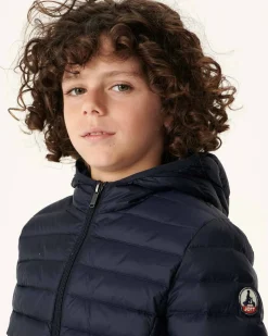 JOTT Navy Hugo Children'S Lightweight Hooded Down Jacket 104 Marine Best