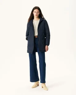 JOTT Navy Roma Reversible Long Down Jacket 104 Marine Cheap