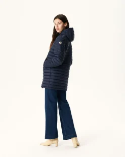 JOTT Navy Roma Reversible Long Down Jacket 104 Marine Cheap