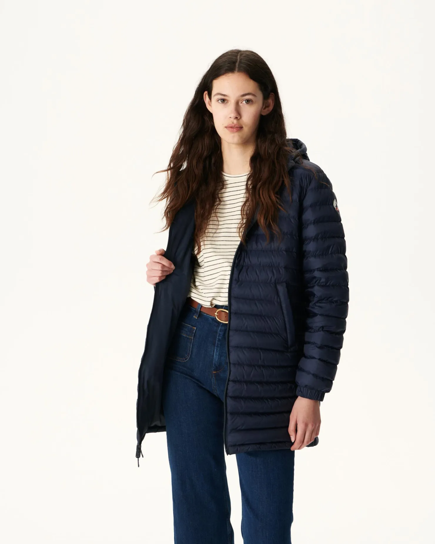JOTT Navy Roma Reversible Long Down Jacket 104 Marine Cheap