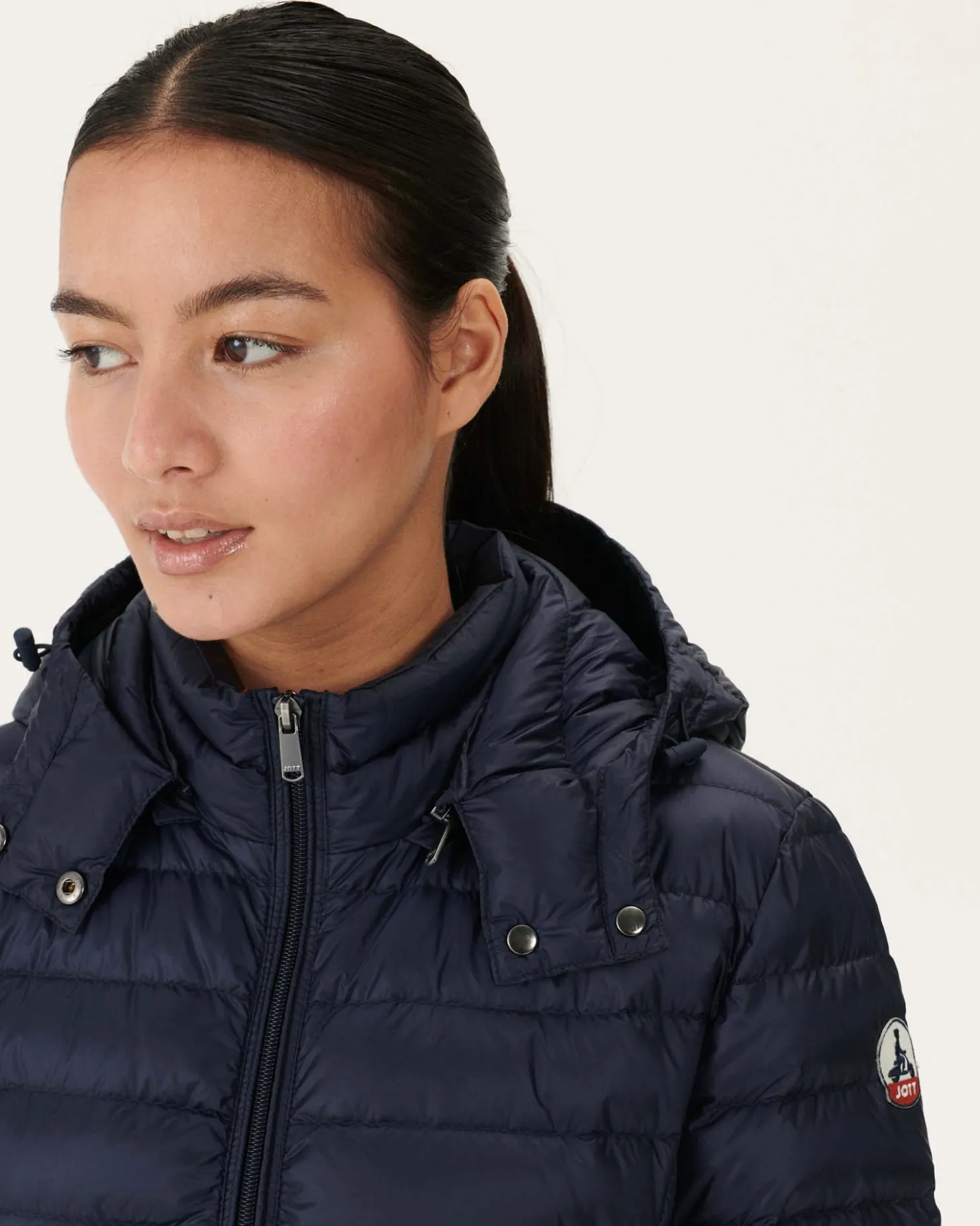 JOTT Navy Vero Long Hooded Puffer Jacket 104 Navy Hot