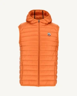 JOTT Orange Pat Hooded Sleeveless Down Jacket 727 Orange New