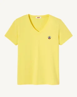JOTT Plain V-Neck Organic Cotton T-Shirt Light Yellow Cancun 627 Soft Yellow Cheap