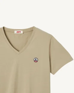 JOTT Plain V-Neck Organic Cotton T-Shirt Beige Cancun 804 Beige New