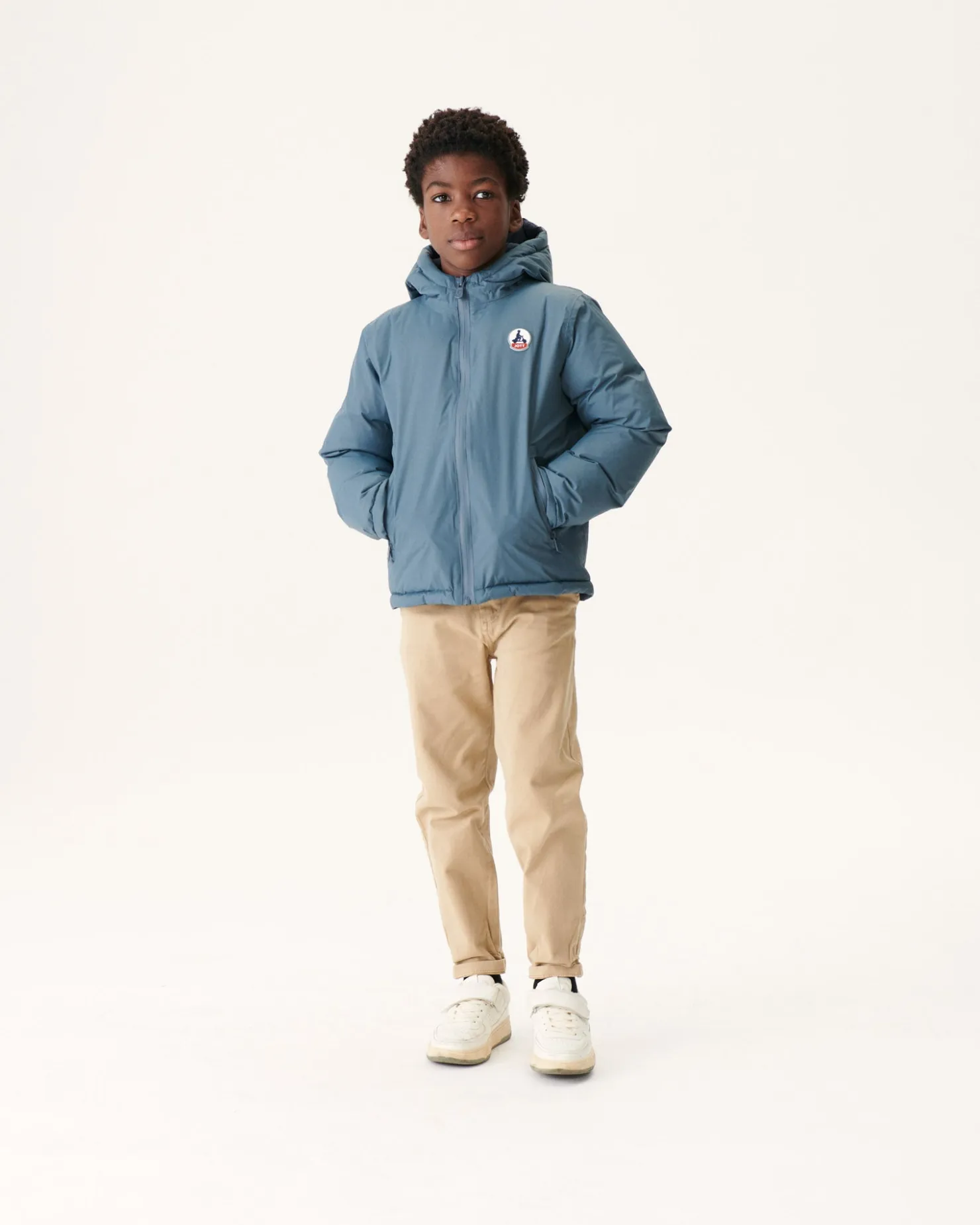 JOTT Reversible Hooded Down Jacket For Children Blue/Navy Yoko 109 Navy Blue Best Sale