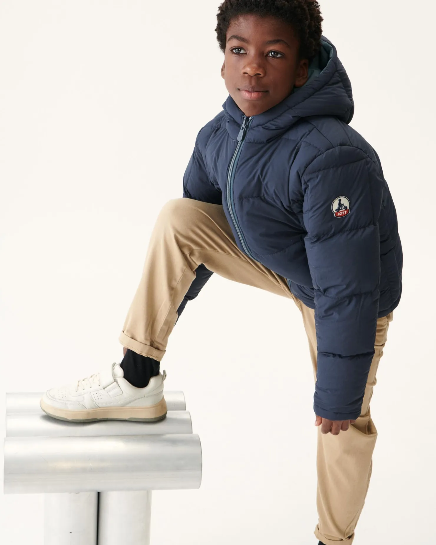 JOTT Reversible Hooded Down Jacket For Children Blue/Navy Yoko 109 Navy Blue Best Sale