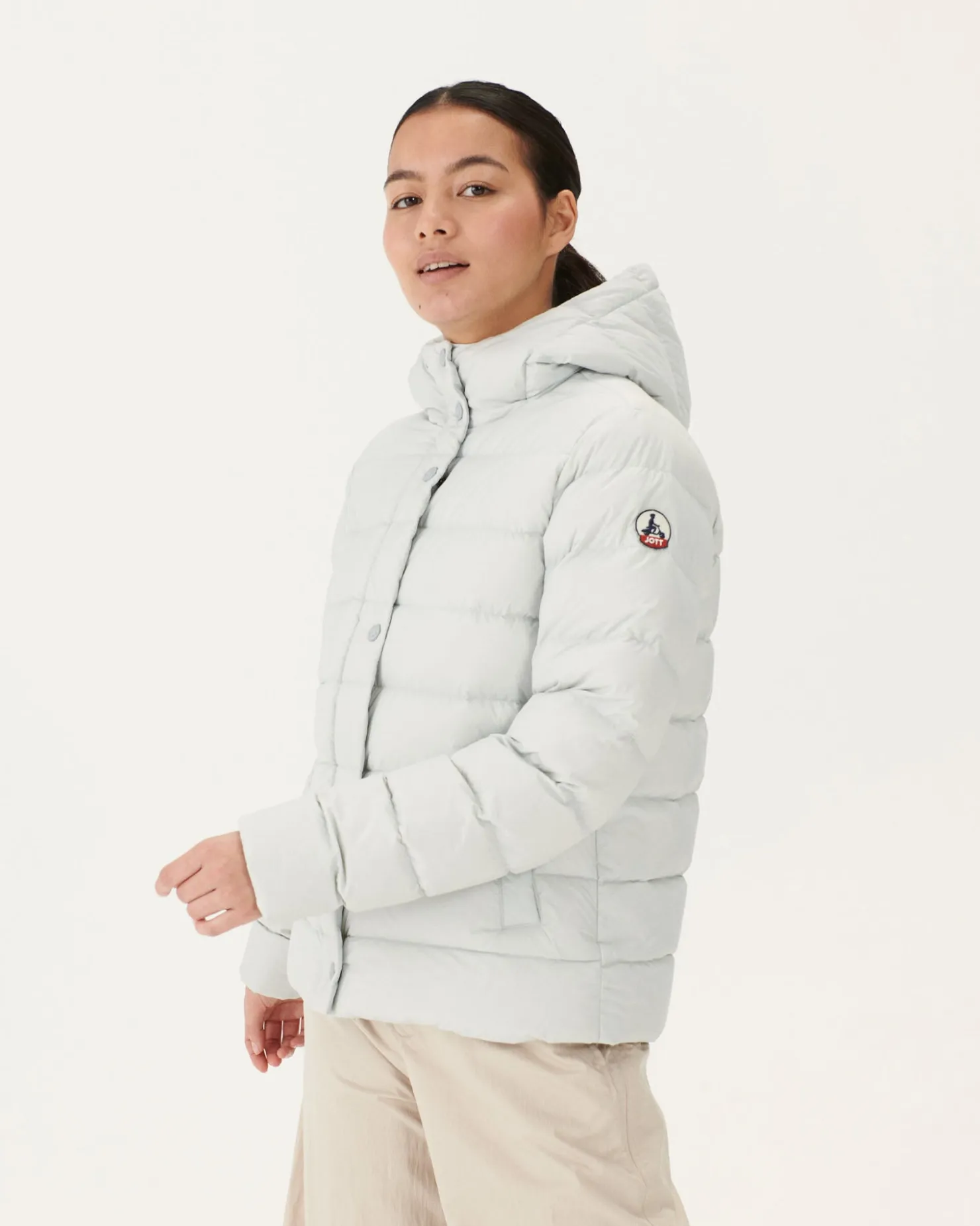 JOTT Straight Hooded Padded Jacket Light Gray Jane 532 Soft Gray Flash Sale