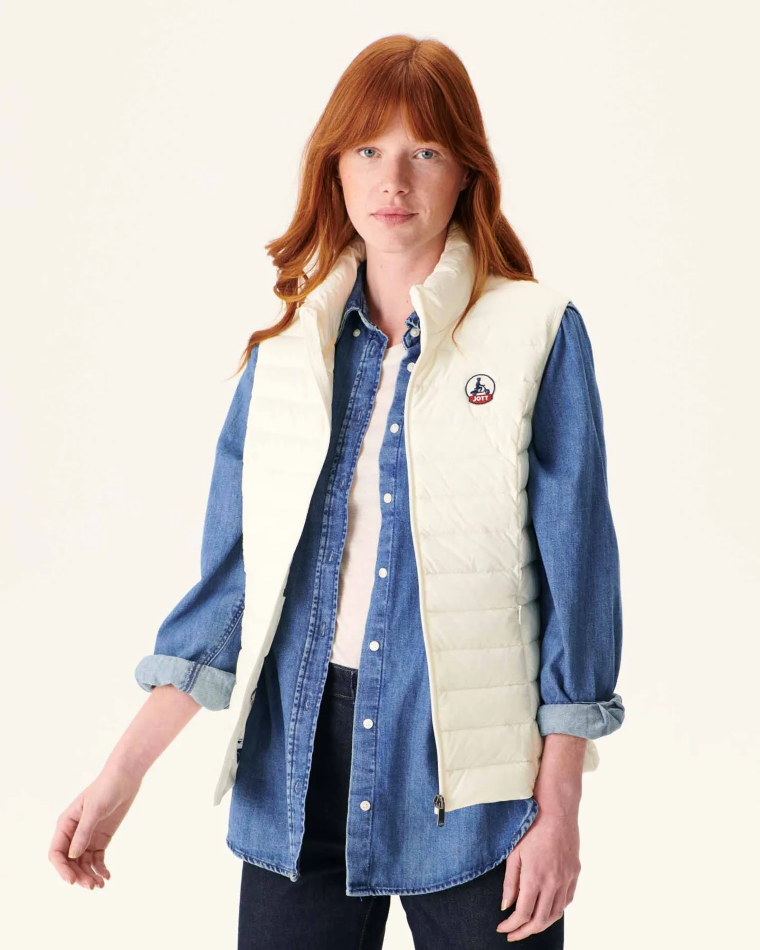 JOTT Stretch Sleeveless Down Jacket Ecru Grenada 895 Off-White Fashion
