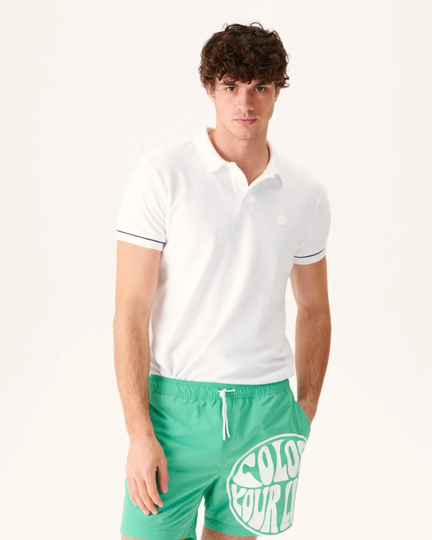 JOTT Swim Shorts Green/Funday White Biarritz 2432 Poppy Green /Funday White Cheap